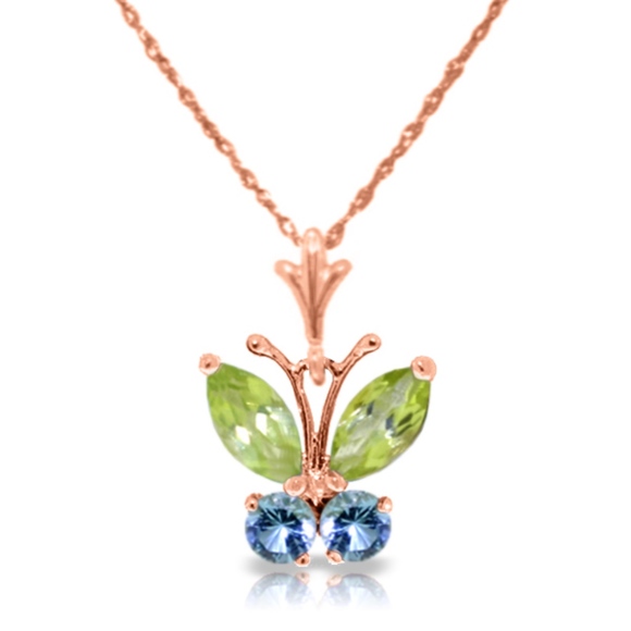 Galaxy Gold Products Jewelry - BUTTERFLY NECKLACE W/ BLUE TOPAZS & PERIDOTS